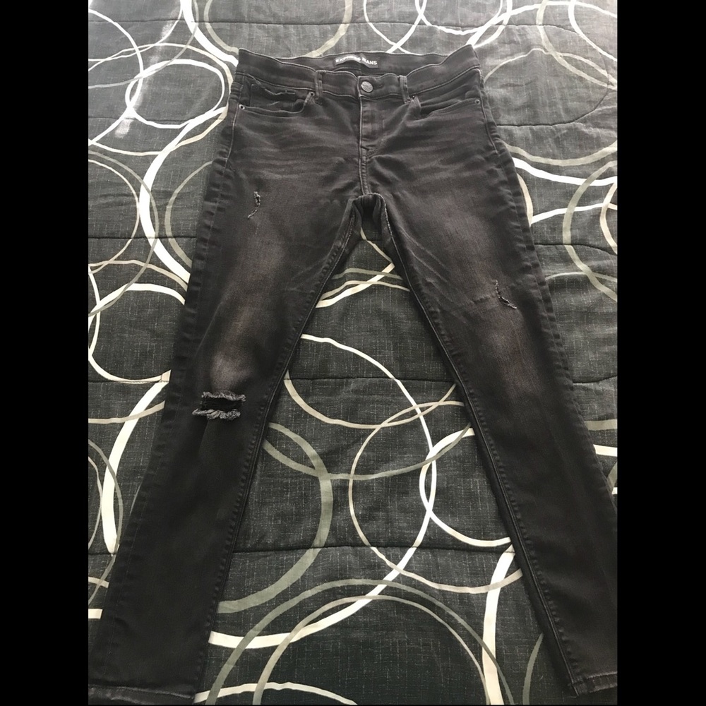 Express Mid Rise Jeans Leggings Distressed/Black